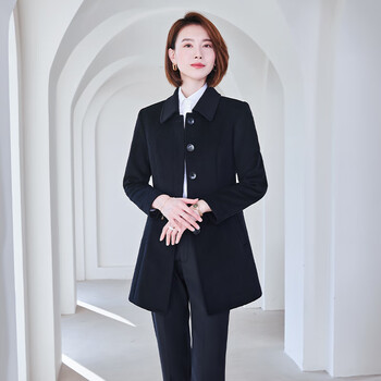 售楼部高端冬装工作服职业呢子大衣通勤中长款女冬酒店物业前台经理