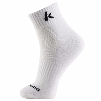 川崎（KAWASAKI）羽毛球袜子加厚毛巾底篮球网球袜运动袜男款中筒短袜厚袜棉 S101白中筒