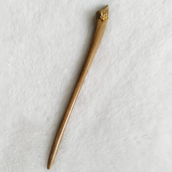 双面金花 直曲绿檀木发簪1支 (绿檀款)