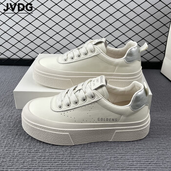 jvdg轻奢潮牌厚底鞋早春圆头百搭运动小白鞋女软底舒适休闲板鞋潮银色