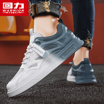 回力鞋子男夏季透气网红男士休闲运动板鞋百搭无鞋带小白潮鞋白蓝43