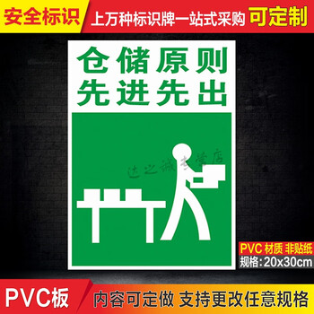 仓储原则先进先出 仓库管理安全标识 安全警示标志提示定制 pvc塑料板
