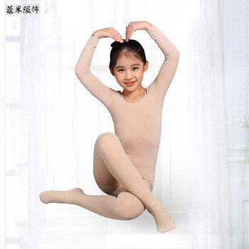 加厚连体儿童舞蹈打底衫白色加绒连身袜女童内衣黑色皮肤无紧身衣