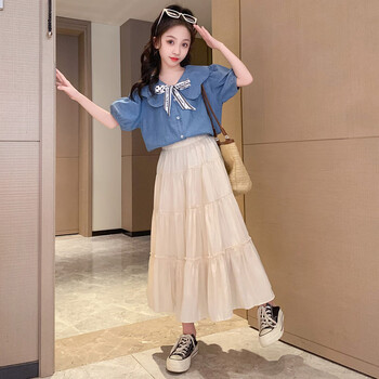 尚琳恩女童连衣裙夏季2024新款大童洋气网红夏装牛仔上