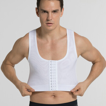 男士塑胸衣束胸塑身背心束身塑型紧身内衣收胸衣 拉背束胸 衣 白色 m