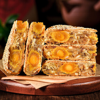 肉松蛋黄鲜肉五仁老式手工大月饼 500g 鲜肉 蛋黄肉松(×2个礼盒装