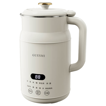 皆米（GUESMI）豆浆机家用小型破壁机1L全自动轻音五谷杂粮免煮辅食机米糊榨汁机免洗免滤304不锈钢内胆 DJ600-白