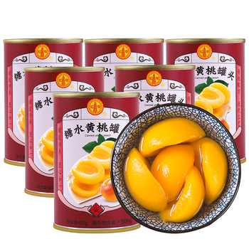 红塔 黄桃罐头425g×6水果捞整箱大连特产员工福利走亲访友伴手礼露营 黄桃罐头425克×6罐