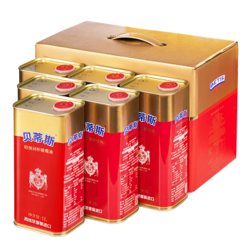 贝蒂斯（BETIS）特级初榨橄榄油1L*6罐礼盒装 西班牙原装进口 送礼团购福利