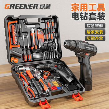 绿林手电钻充电家用组合多功能电钻工具箱套装 12V双速电钻102件套 - 4