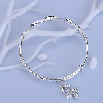 姒桀925纯银莫比乌斯环手镯女2024新款爆款手饰轻奢高级感s铃兰花镯子