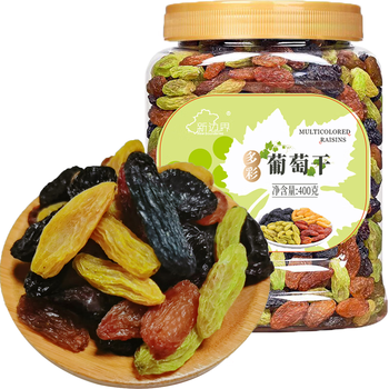 新边界 精选多彩葡萄干400g 多装100g提子新疆特产蜜饯锁鲜罐装 多彩葡萄干400g