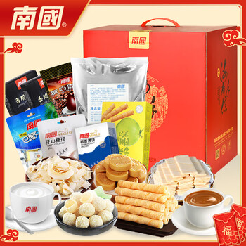 南国 海南特产饼干零食礼盒1600g 椰子粉糖果咖啡7款年货节送礼团购 臻品礼盒 1600g （内含7款）