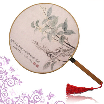 团扇宫扇圆形扇复古风宫廷扇cos古典汉服舞蹈扇 竹柄宫扇_金玉交章