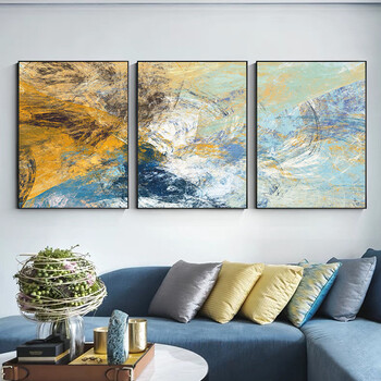 客厅沙发背景墙装饰画北欧抽象画几何画三联画创意线条大气艺术画墙画