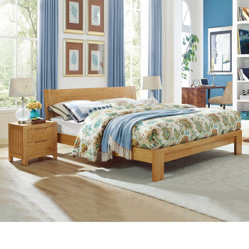 美乐乐家具 造木系列北欧风格床 森林系白蜡木全实木双人床 日式简约