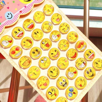 贴画儿童大宝石超人粘贴大水晶钻石立体贴纸卡通 柠檬黄 v笑脸35大颗