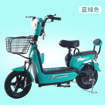 小型电瓶车男女代步电车电动车 蓝绿色-带24a专用聚能金电池跑90公里