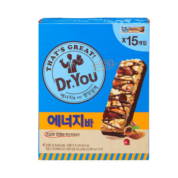韩国直邮 好丽友 （ORION） 巧克力能量棒 原味 坚果谷物水果 低卡路里 40g*15个/盒