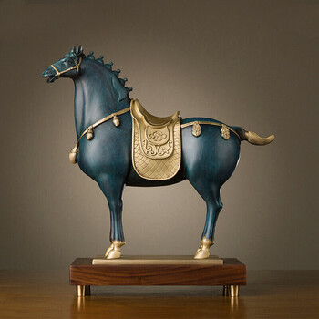 全铜马摆件皇家唐马铜工艺品中式简约现代家居客厅书房办公室装饰品