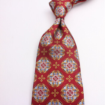 新品上市富贵中国红高档中式婚礼新郎结婚晚会领带10cm宽休闲红色真丝