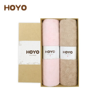 HOYO 毛巾礼盒 礼品毛巾2件套系列  34*75cm  雪滑绒毛巾 浅咖色+粉色 18盒起拍