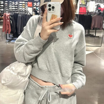 耐克卫衣外套女装2025春季新款运动服舒适百搭休闲针织半拉链套头衫 HV8731-063 S /建议80-90斤