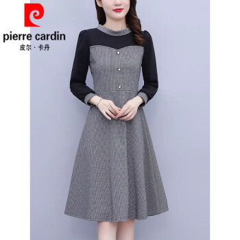 皮尔卡丹（pierre cardin）千鸟格气质毛呢连衣裙女2025新款秋配大衣独特小众字裙针织 图片色 【90-115斤】 L