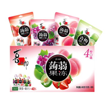 喜之郎蒟蒻果冻40%果汁20克x48包960克 休闲儿童38女生女神节零食大礼包 蒟蒻果汁4口味 960g 1箱