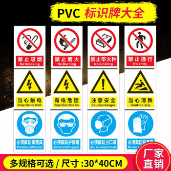 消防安全標識牌pvc警示警告標誌標牌車間施工廠生產提示安全標示貼紙