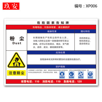 生产周知提示标志标识警告警示注意工作场所车间全套贴纸订做 粉尘 30
