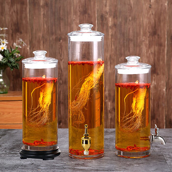 品牌热卖 玻璃瓶密封罐装酒无铅人参泡酒瓶玻璃瓶带龙头酿酒桶家用存