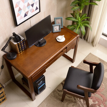 电脑桌实木书桌简约现代家用写字台学生简易电脑台式桌卧室办公桌