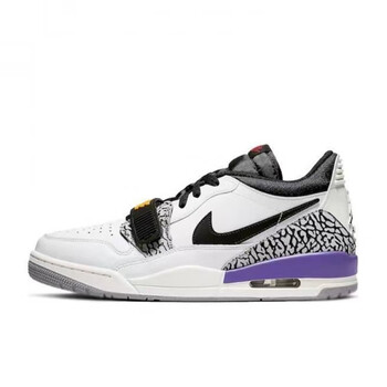 哥aj312篮球鞋low联名三合一白灰真气垫男女运动鞋知家哥 aj312湖人紫