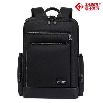 SABER瑞士军刀包SA2545男士商务通勤电脑包学生旅行大容量防水双肩背包 黑色