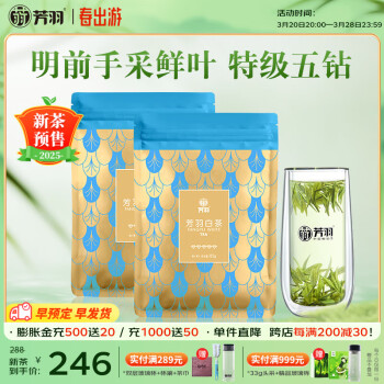 芳羽2025新茶预售 安吉白茶特级五钻明前绿茶250g 袋装茶叶