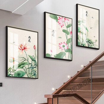 楼梯装饰画复式楼楼梯间装饰画楼梯墙壁挂画楼梯墙面装饰画新中式复式