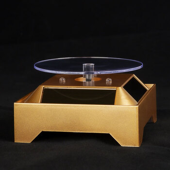 适用珠宝玉石手表饰品眼镜展示转盘托盘手机展示架太阳能旋转底座托架