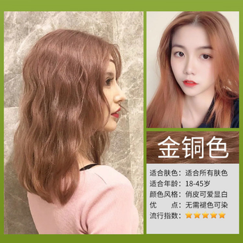 奶茶色染发剂女纯黑色染头发颜色学生流行彩色天然 金铜色