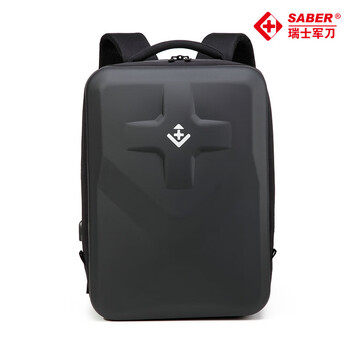 SABERSA0718瑞士军刀包新款硬壳双肩电脑包大容量商务通勤背包正品防盗 黑色