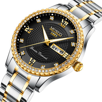 进口机芯慕梭手表男时尚潮流防水男士手表夜光镶钻男表全自动双日历