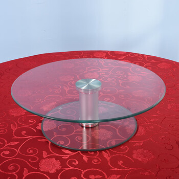 酒店加高钢化玻璃餐桌旋转盘小二层圆桌面园饭店圆台面展示旋转台 上