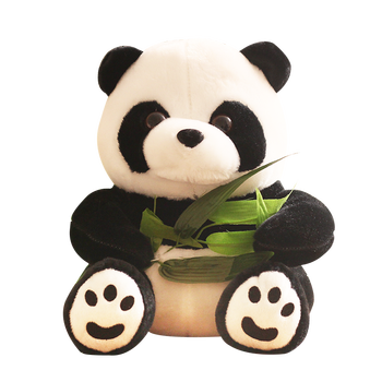 公仔抱抱熊猫布娃娃女生睡觉抱枕丑萌可爱玩偶生日礼物 坐款竹叶熊猫