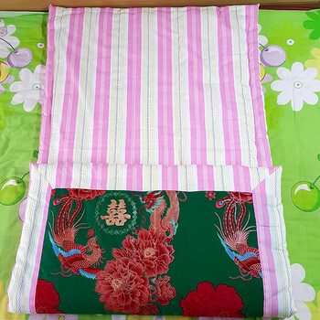 山东手工花结婚被子垫褥子喜被婚庆送礼陪嫁大红龙凤加厚定做 (粉色