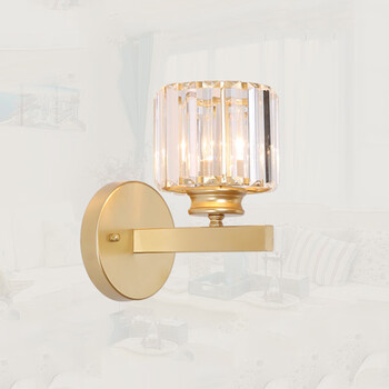 雀水晶壁灯卧室床头灯简约单头创意个性轻奢背景墙床头走廊玄关灯具