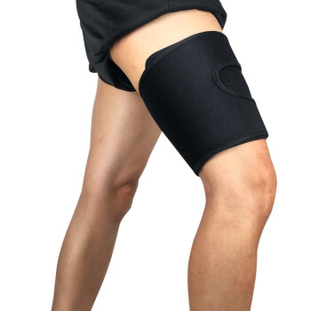 运动护大腿绷带束腿带加压调节男女篮球健身绑带防拉伤大腿护具 黑边