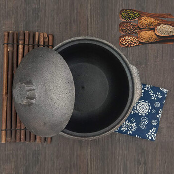 老式陶土砂锅炖锅无釉传统用煲汤粗土沙锅陶锅燃气耐高温土暖锅 黑色