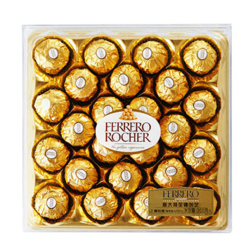 费列罗（Ferrero Rocher）榛果威化糖果巧克力 婚庆喜糖零食 情人节表白礼物 24粒年货礼盒300g