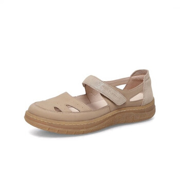 暇步士hushpuppies20秋新款罗马凉鞋镂空中空女皮凉鞋b5j18bk3卡其色