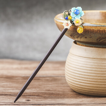 中国风玉石珠钗复古气质简约古装盘发饰品玛瑙发簪汉服头饰木簪子